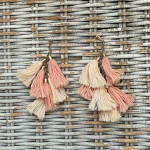 Ettika Dream Pink Tassel Earrings